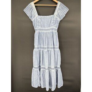 American Eagle Women's Tiered Midi Dress M Blue Prairie Babydoll Cottagecore
